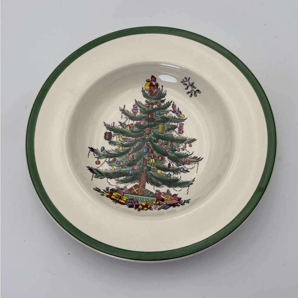 Vintage Spode Christmas Tree Design 8” Salad Plates (with Depth) made in England
